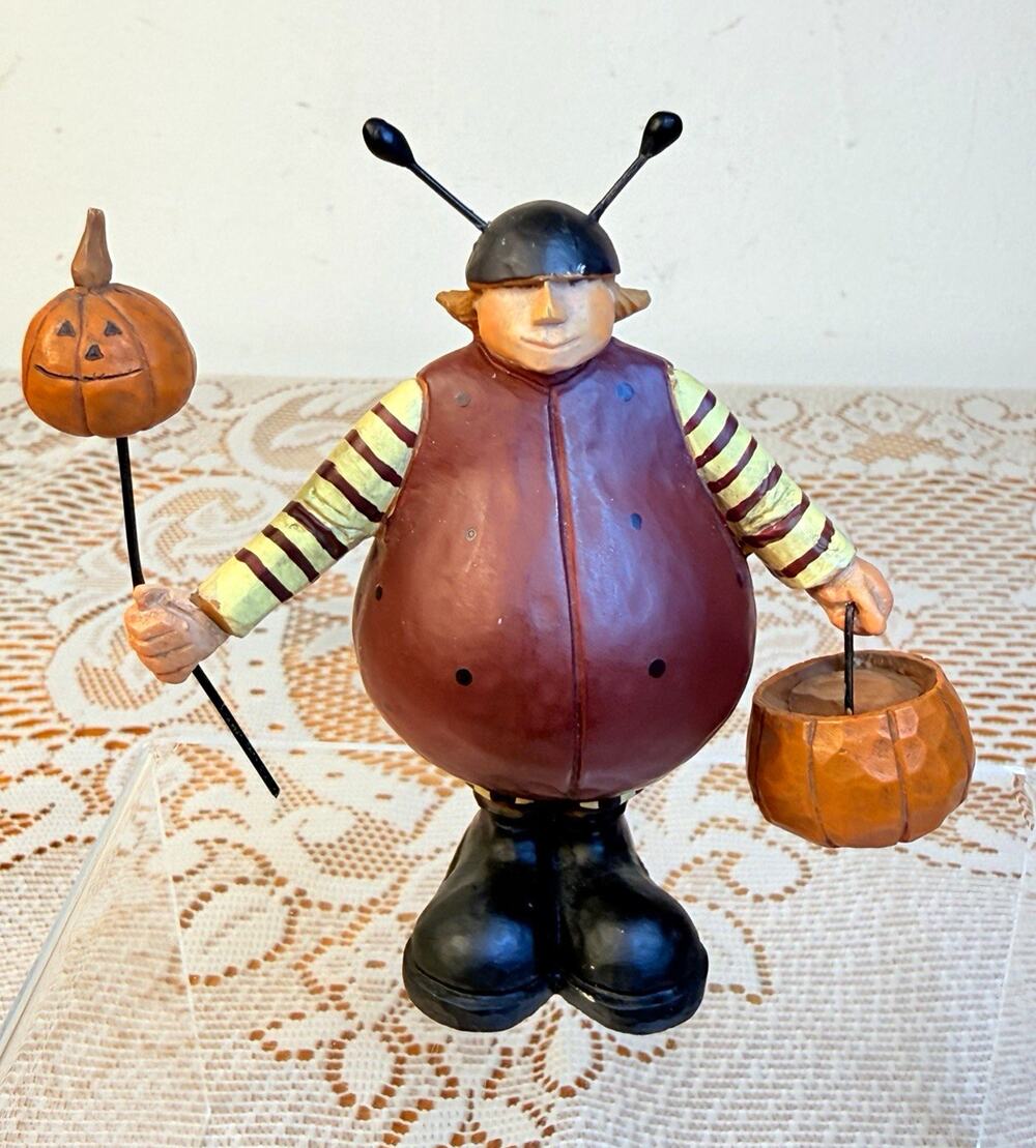Williraye Studio Ladybug Costume w/ Staff & Pumpkins Halloween Figurine- Read